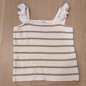 Striped White and Tan Knit Top